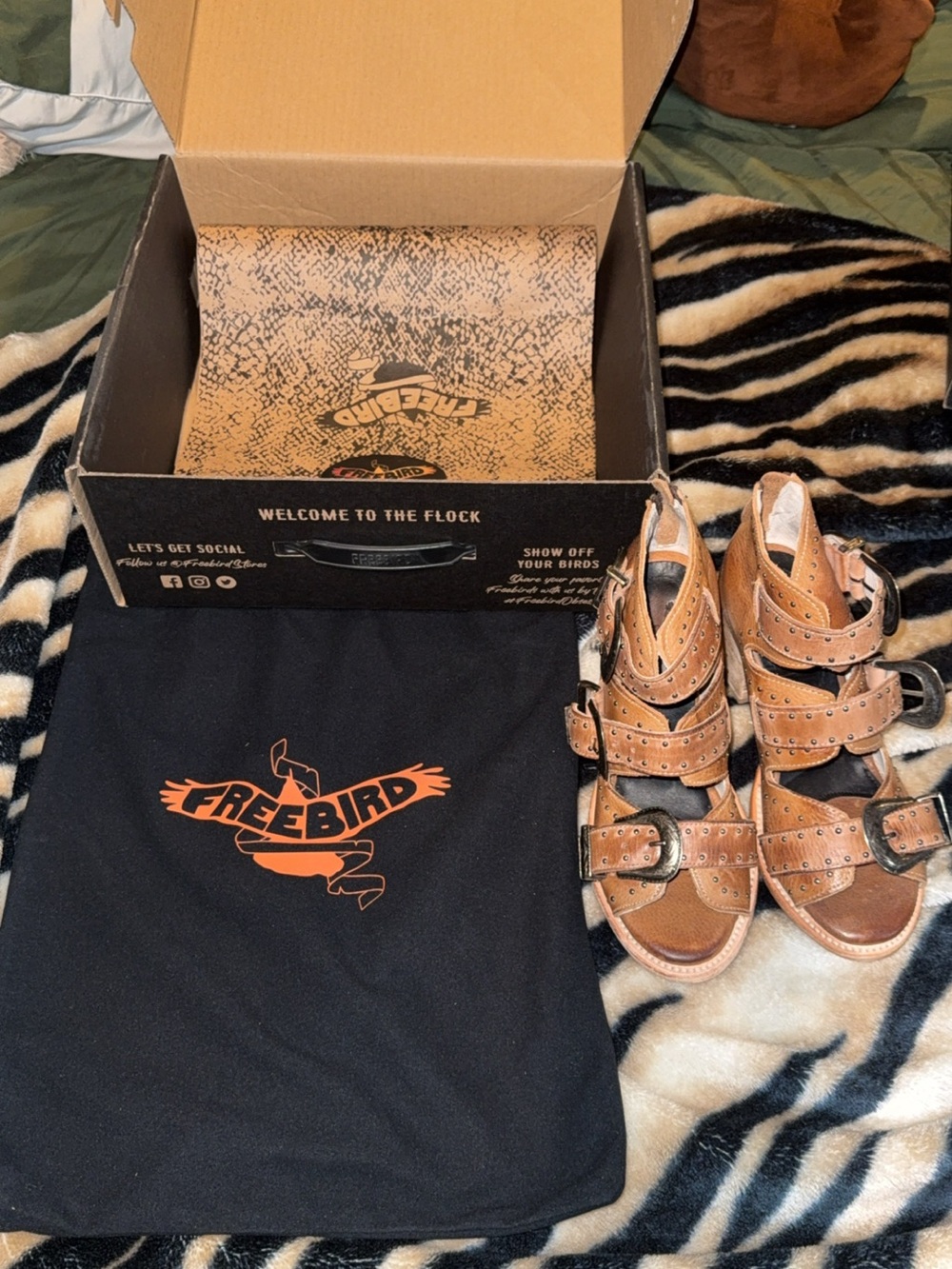 freebird Tan Multi-Strap Studded Ankle Booties